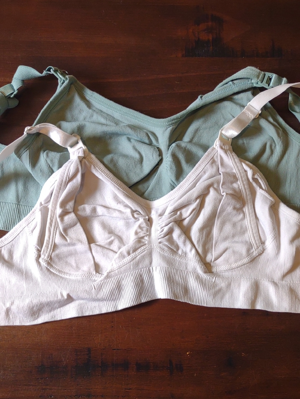 Soft Seamless Nursing Bras — Cream & Sage (Pack of 2)